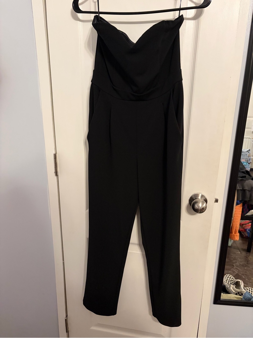 Express Strapless Black Jumpsuit with Sweetheart Neckline